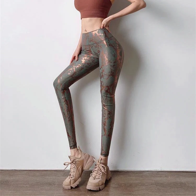 Damen Sportleggings im Schlangenprint mit hohem Bund