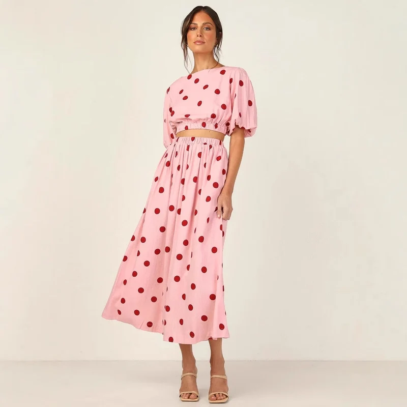 Damen Maxikleid mit elastischem Taillenzug und voluminösen Ärmeln