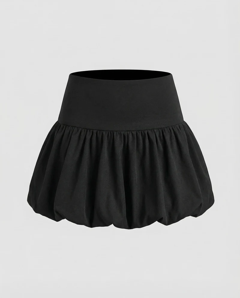 Damen Bequeme Ballonierter Saum MischgewNord Taschene Tulpen-Minirock