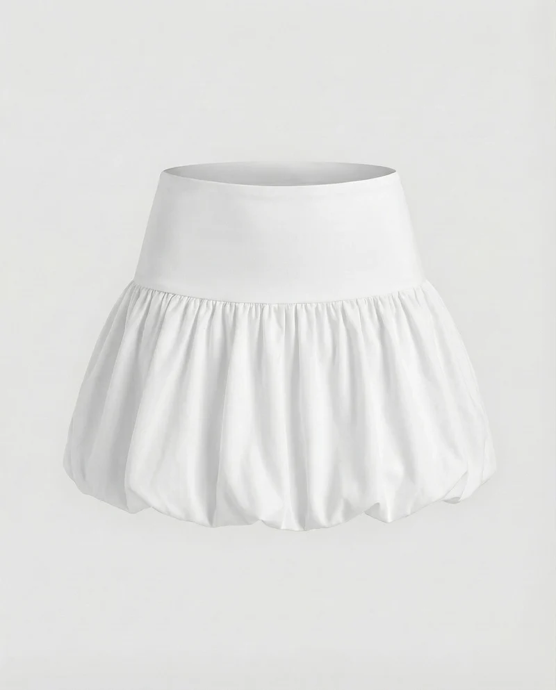 Damen Bequeme Ballonierter Saum MischgewNord Taschene Tulpen-Minirock