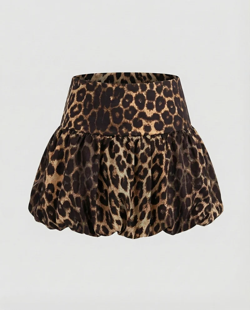 Damen Bequeme Ballonierter Saum MischgewNord Taschene Tulpen-Minirock