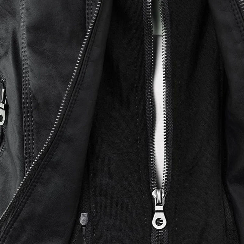 Damen Bikerjacke aus Kunstleder mit Kapuze | Große Größen (L–3XL)