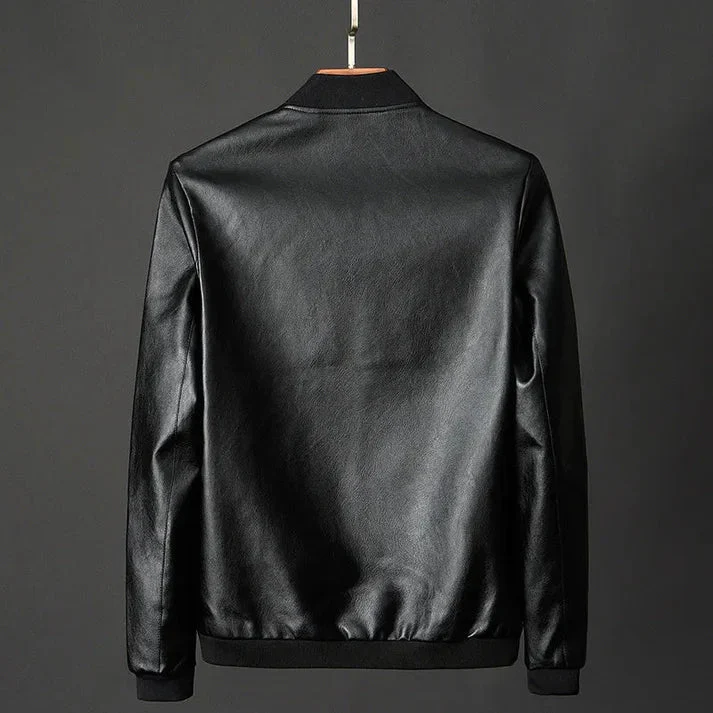 Stylische Herren-Lederjacke aus Kunstleder mit präzisen Details