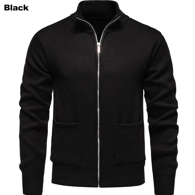 Herren Strickjacke mit durchgehendem Reißverschluss und seitlichen Taschen