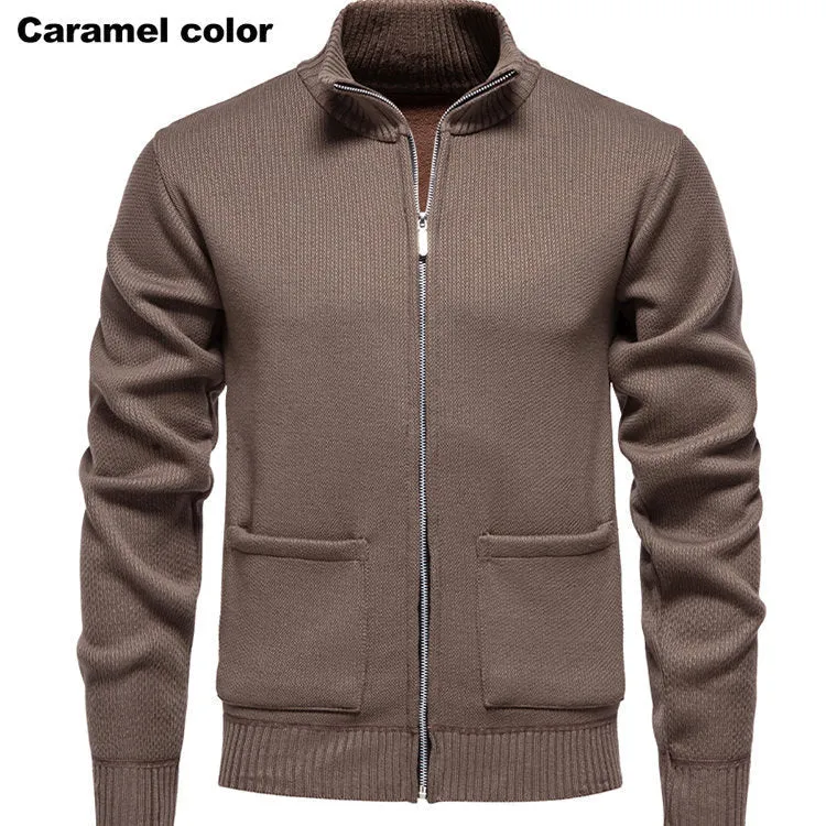 Herren Strickjacke mit durchgehendem Reißverschluss und seitlichen Taschen