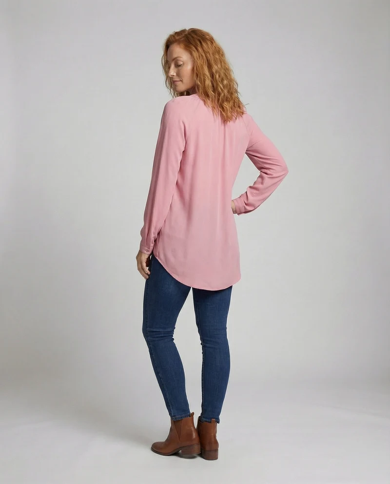 Damen Viskose V-Ausschnitt Hemdbluse