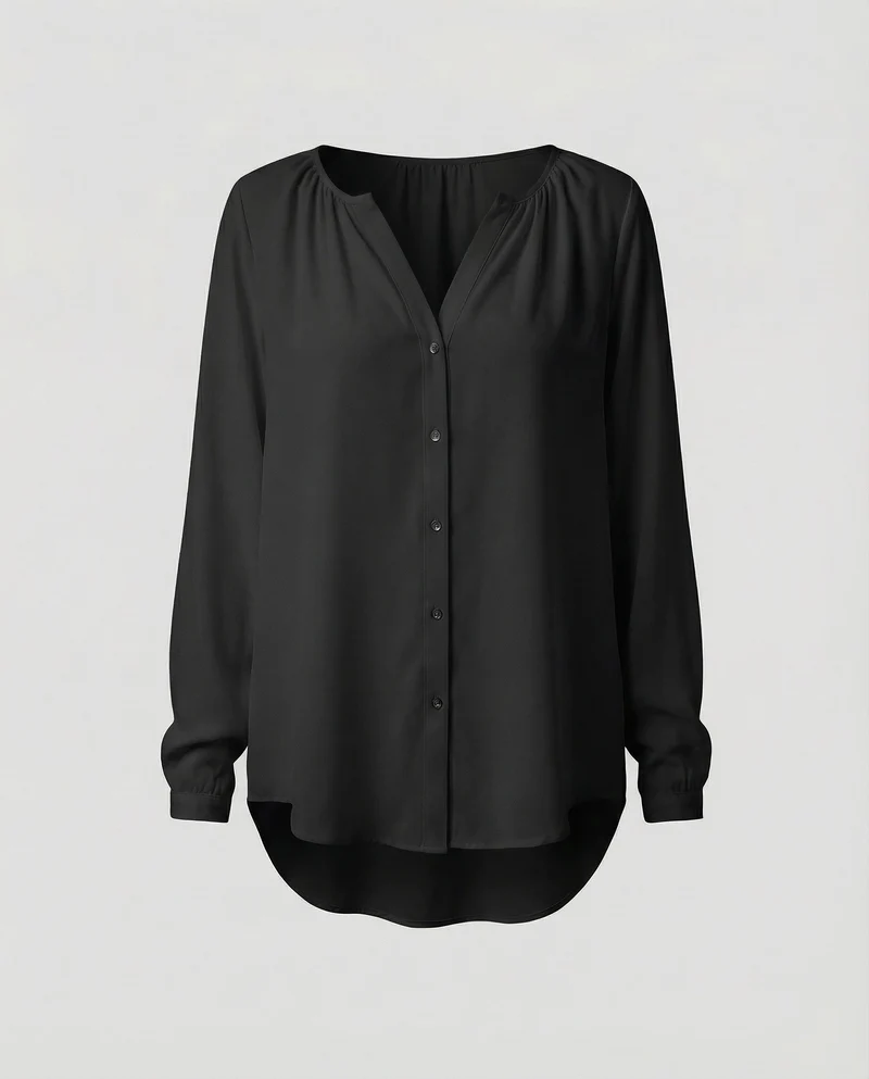 Damen Viskose V-Ausschnitt Hemdbluse