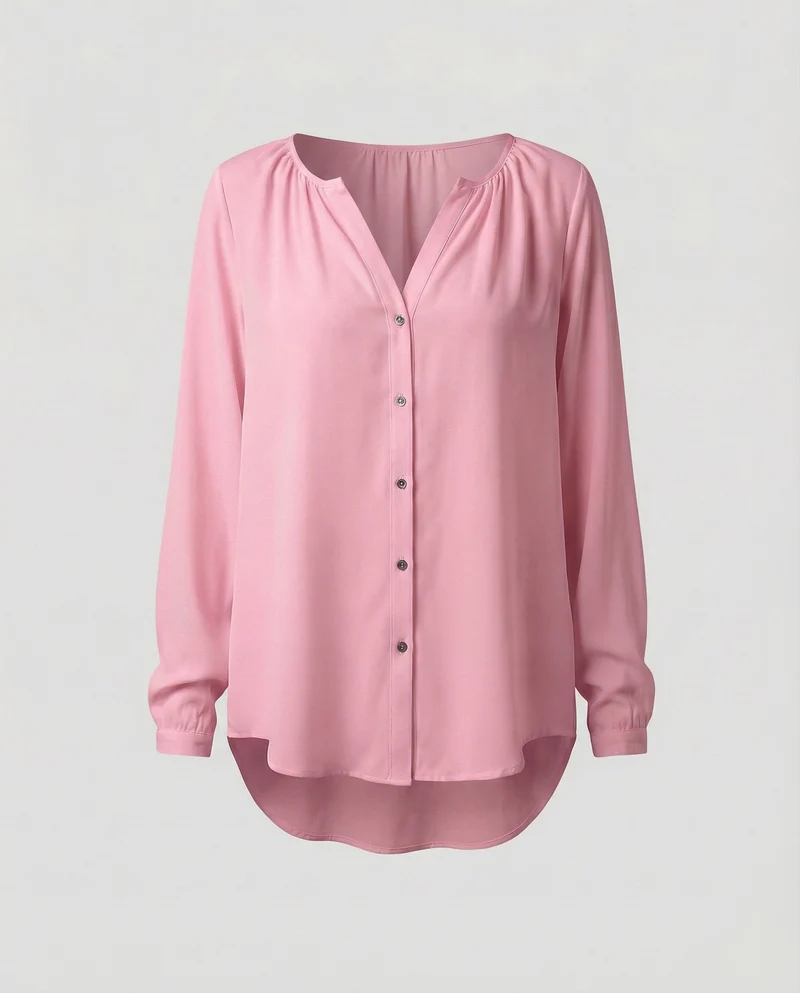 Damen Viskose V-Ausschnitt Hemdbluse