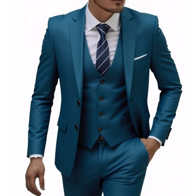 Herren nan dreiteiliges Slim-Fit Anzugset mit Weste, schmalem Revers und taillierter Silhouette - Vittorelli