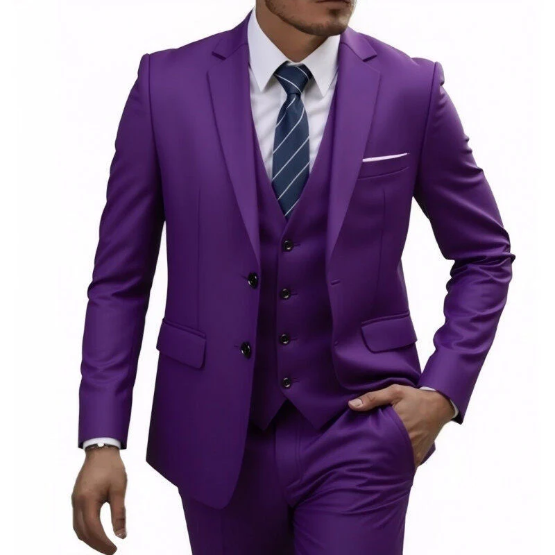 Herren nan dreiteiliges Slim-Fit Anzugset mit Weste, schmalem Revers und taillierter Silhouette - Vittorelli