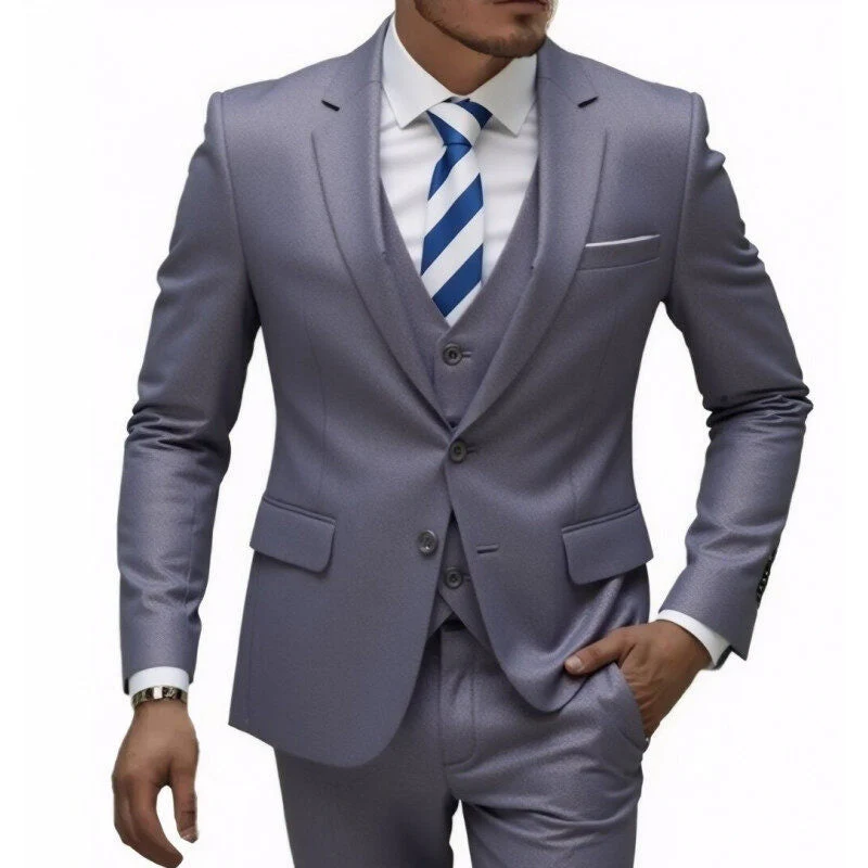 Herren nan dreiteiliges Slim-Fit Anzugset mit Weste, schmalem Revers und taillierter Silhouette - Vittorelli