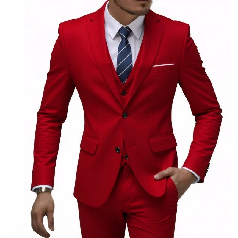 Herren nan dreiteiliges Slim-Fit Anzugset mit Weste, schmalem Revers und taillierter Silhouette - Vittorelli