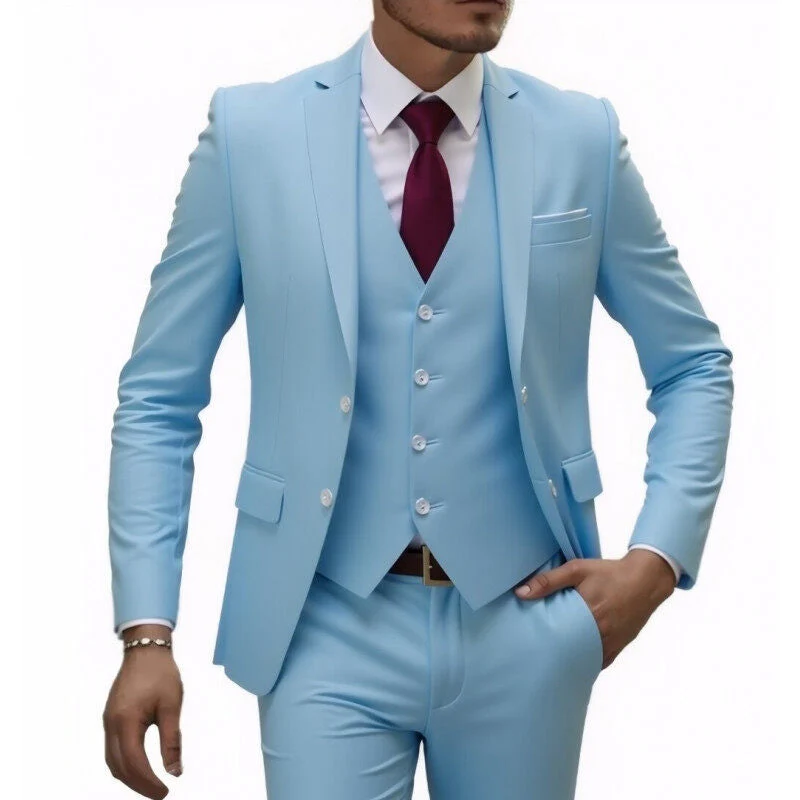 Herren nan dreiteiliges Slim-Fit Anzugset mit Weste, schmalem Revers und taillierter Silhouette - Vittorelli