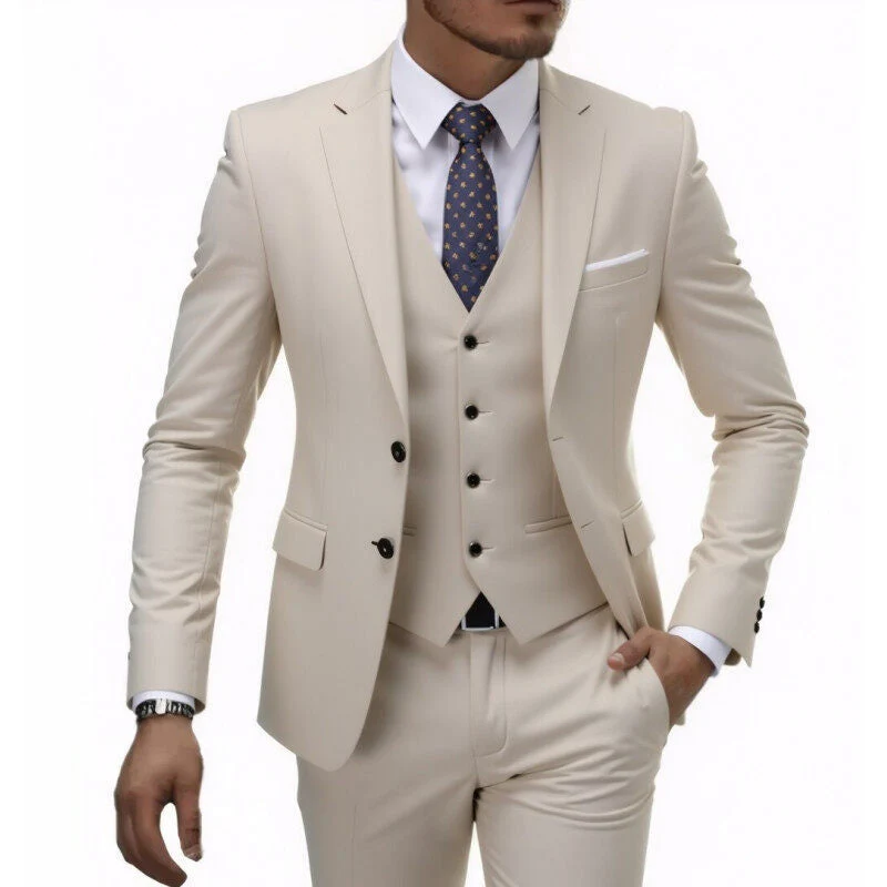 Herren nan dreiteiliges Slim-Fit Anzugset mit Weste, schmalem Revers und taillierter Silhouette - Vittorelli