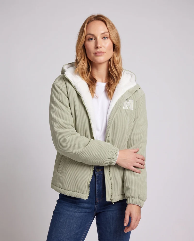 Damen Kuschelige Fleece-Jacke mit Kapuze Nord Taschen