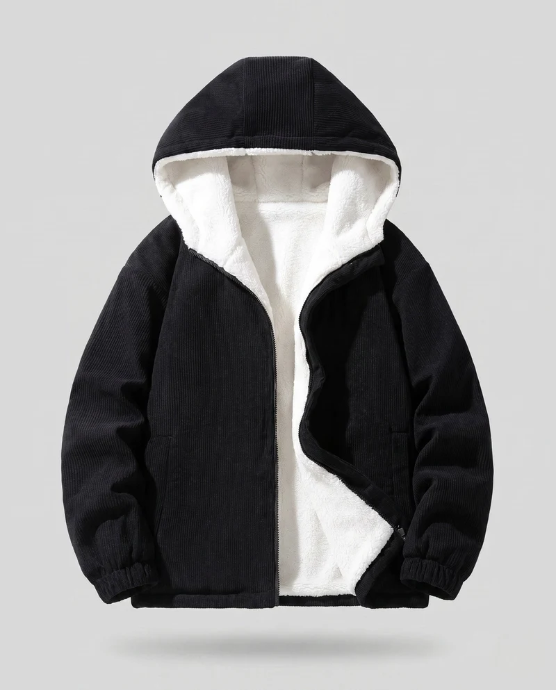 Damen Kuschelige Fleece-Jacke mit Kapuze Nord Taschen