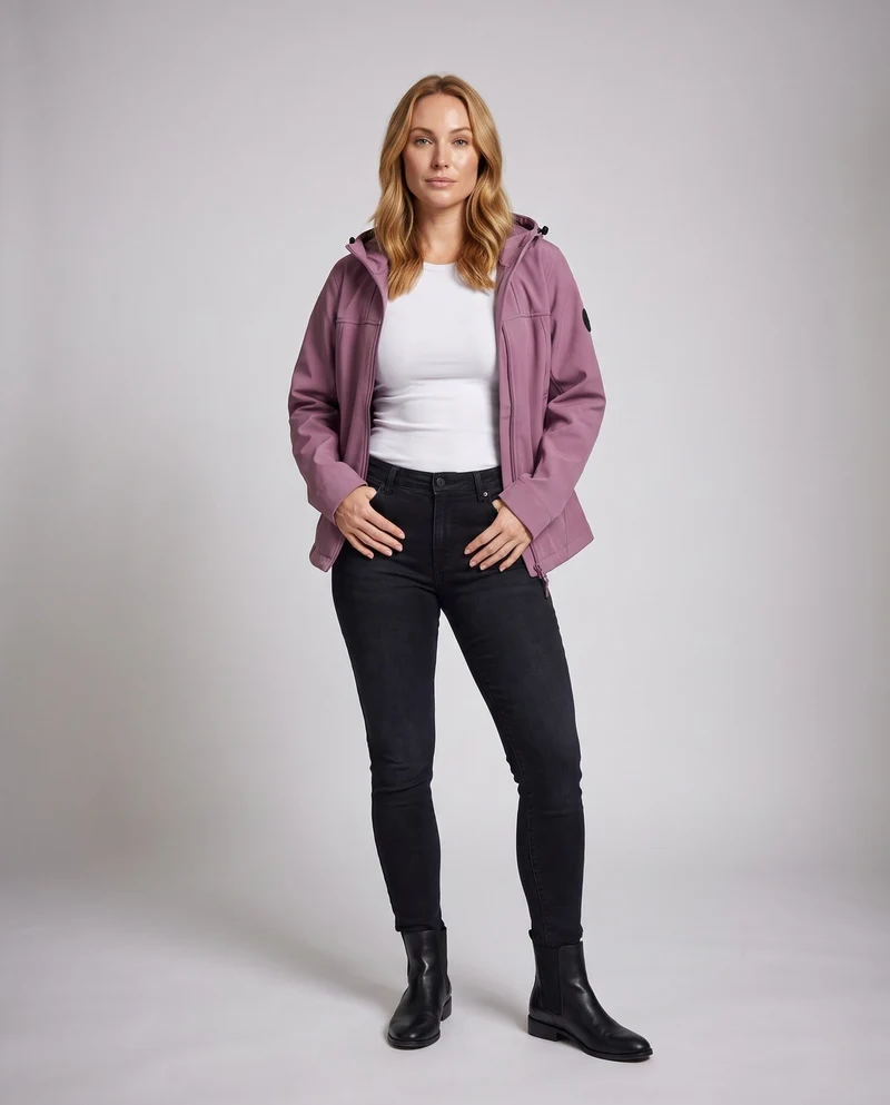 Damen wasserabweisende Outdoorjacke mit verstellbarem Kapuze Nord Taschen