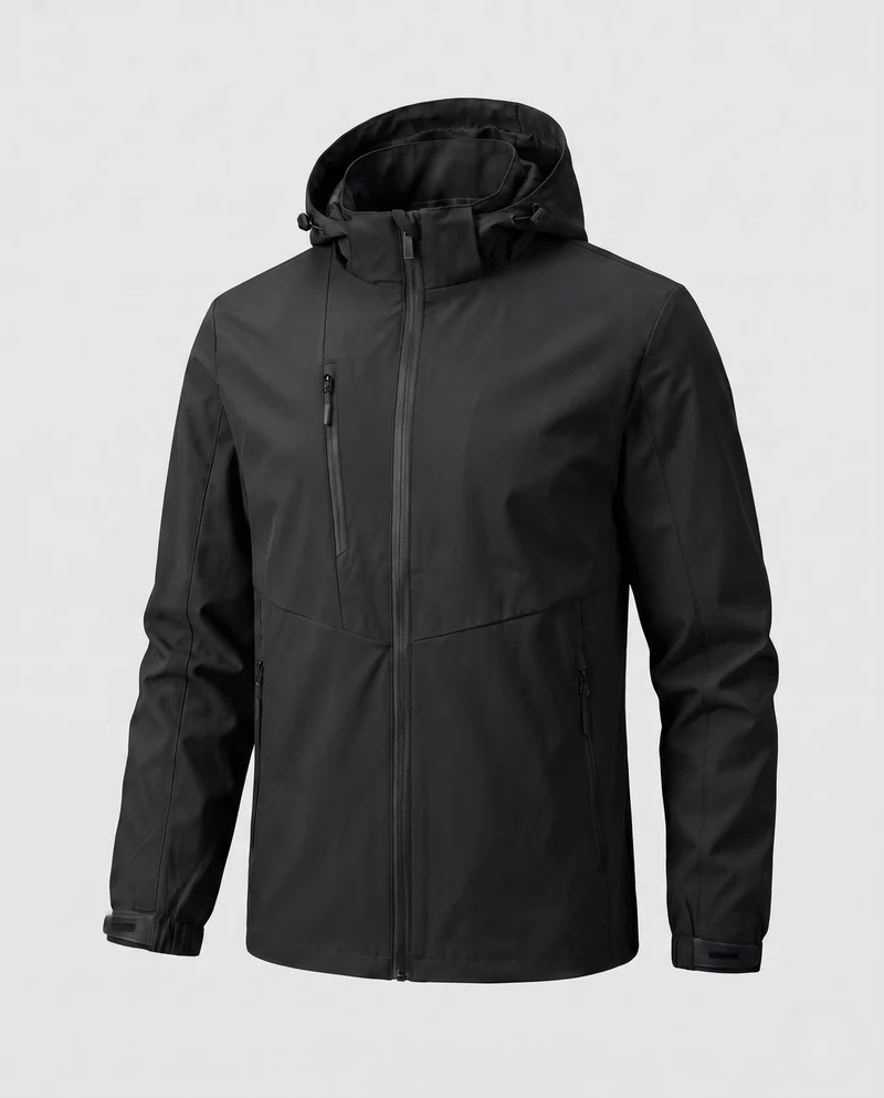 Herren atmungsaktive Outdoor-Jacke mit verstellbarem Kapuzenkragen Nord Taschen