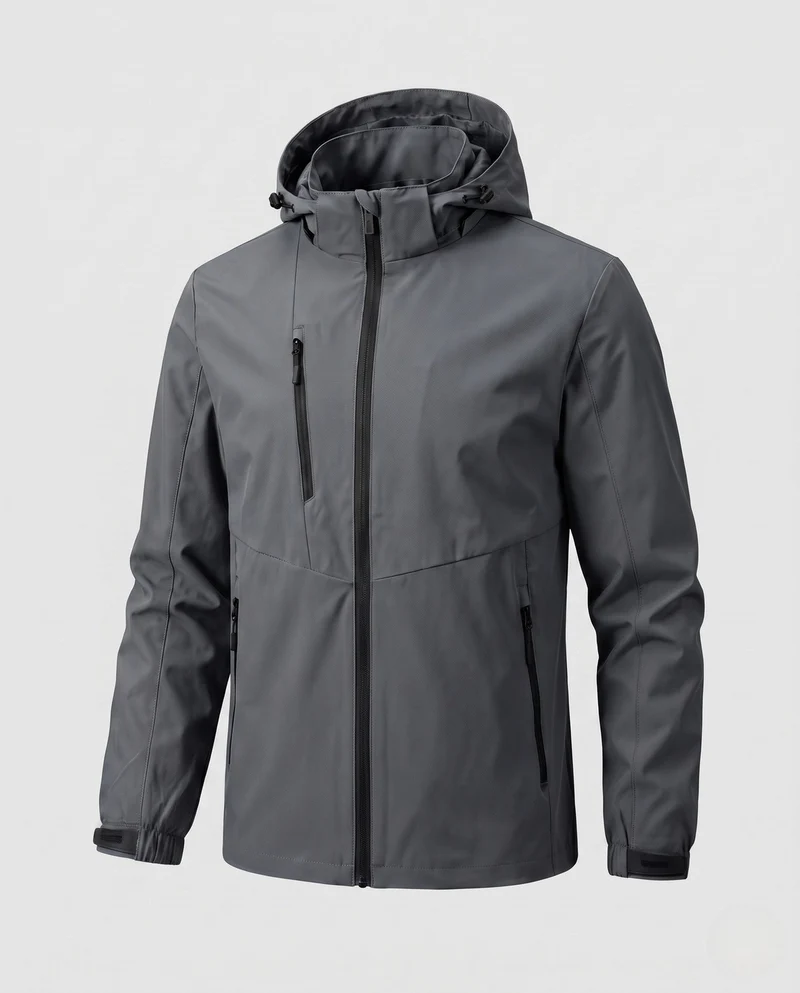 Herren atmungsaktive Outdoor-Jacke mit verstellbarem Kapuzenkragen Nord Taschen