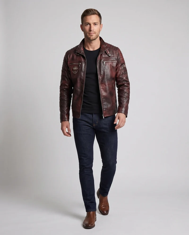 Herren Noble Kunstlederjacke mit gesteppten Details Nord Taschen
