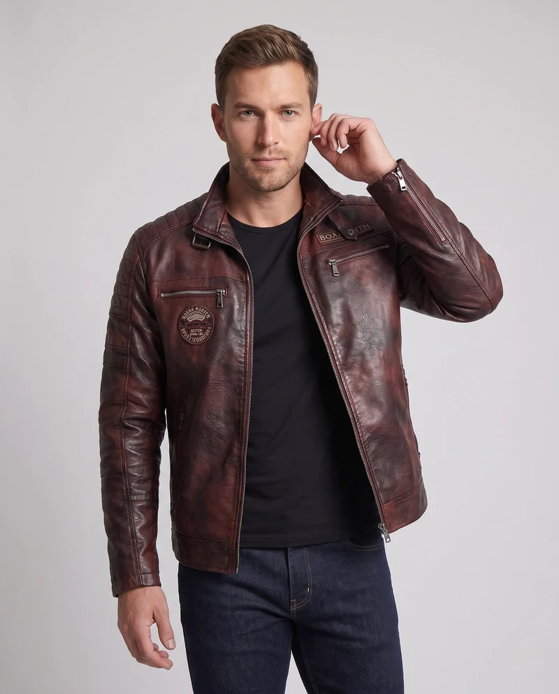 Herren Noble Kunstlederjacke mit gesteppten Details Nord Taschen
