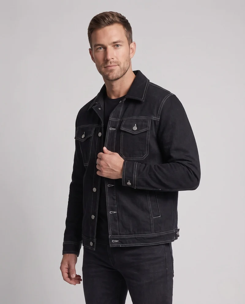 Herren elegante Jeansjacke mit Brusttaschen Nord Taschen