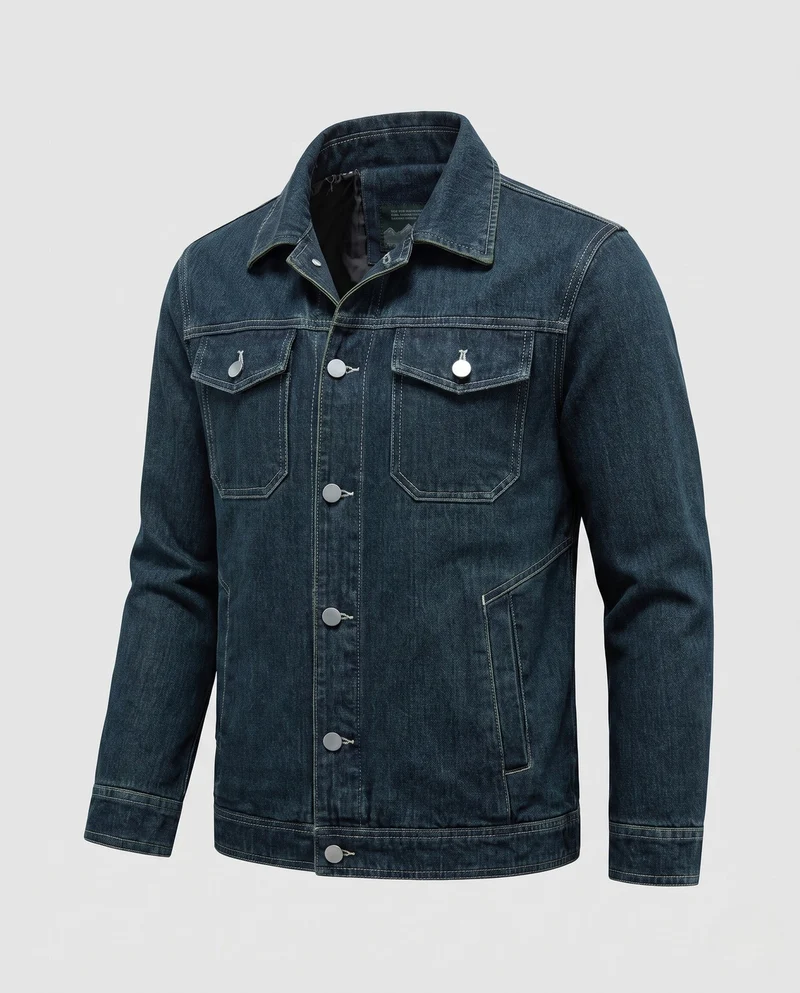 Herren elegante Jeansjacke mit Brusttaschen Nord Taschen