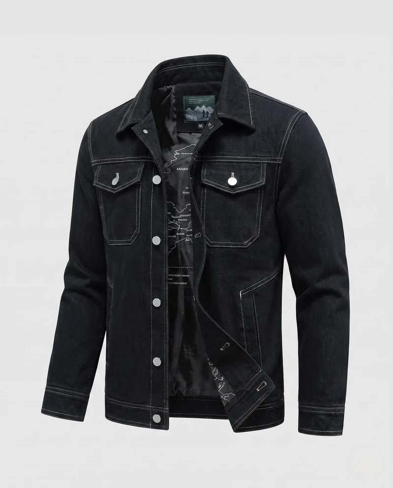 Herren elegante Jeansjacke mit Brusttaschen Nord Taschen