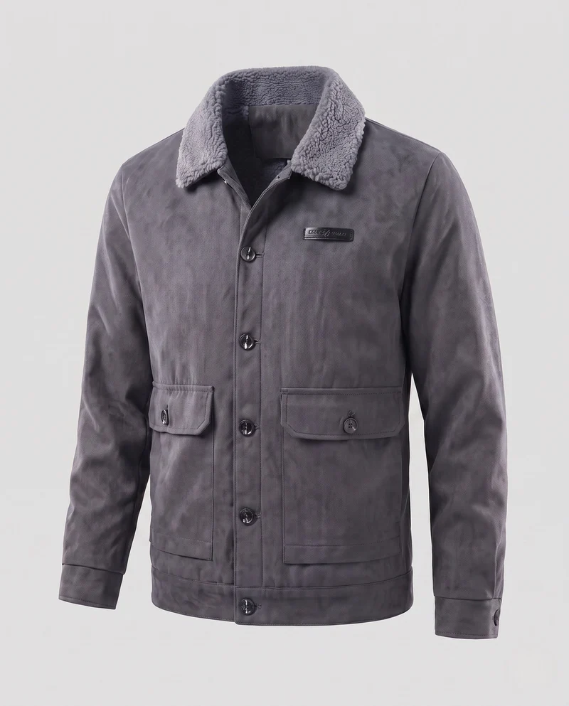 Herren elegante und strapazierfähige Winterjacke mit Teddykragen Nord Taschen
