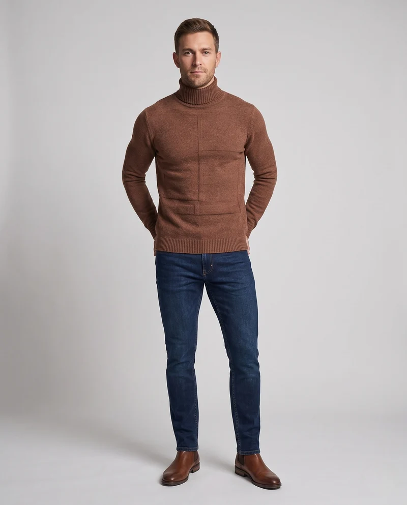 Eleganter Herren Rollkragenpullover Nord Taschen