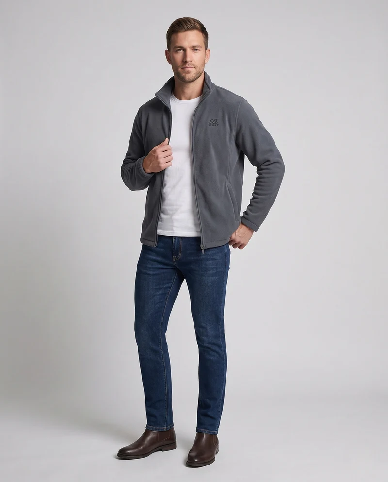 Herren Fleecejacke mit hohem Kragen und Taschen Nord Taschen