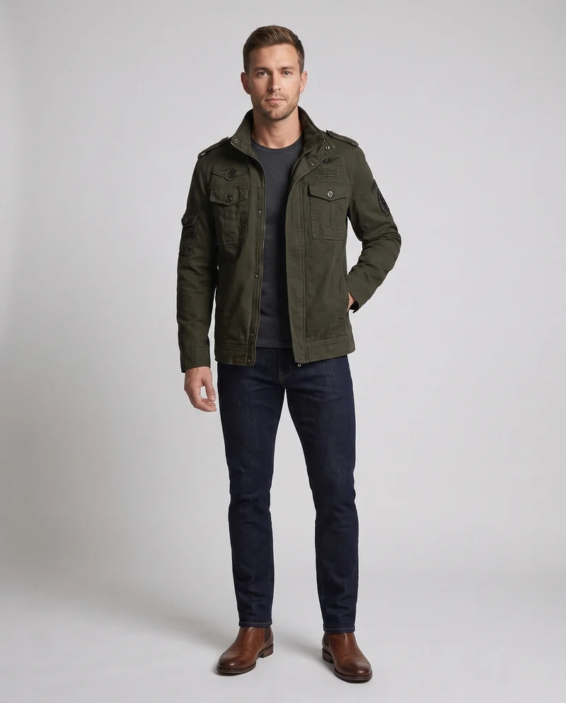 Herren Freizeitjacke im Militärstil Nord Taschen