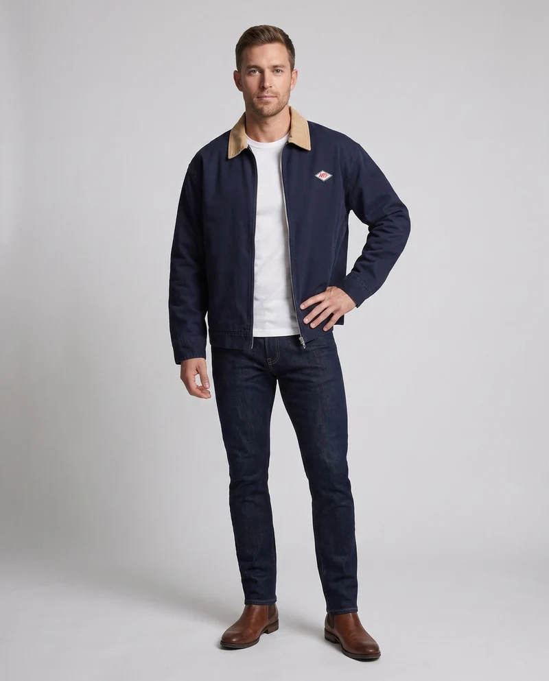 Herren Freizeitjacke mit kontrastierendem Kragen Nord Taschen