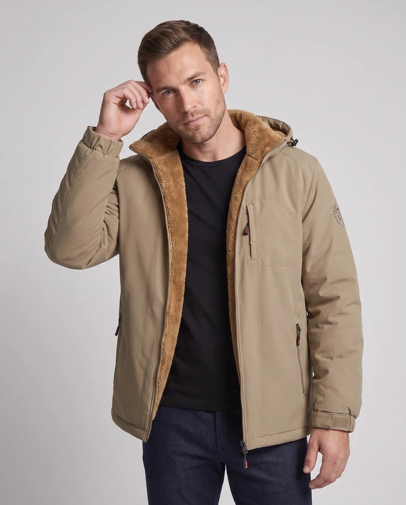 Herren Funktions-Winterjacke mit abnehmbarer Kapuze Nord Taschen