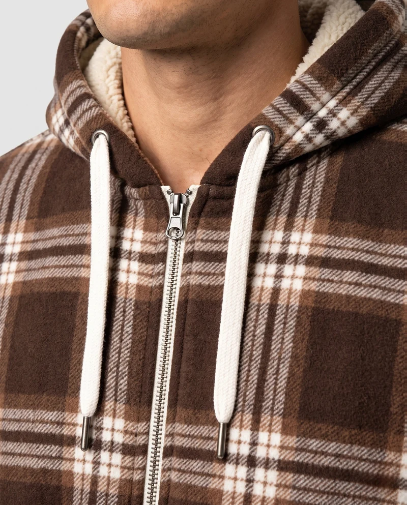 Männer Muster Fleecejacke mit Kapuze Nord Taschen