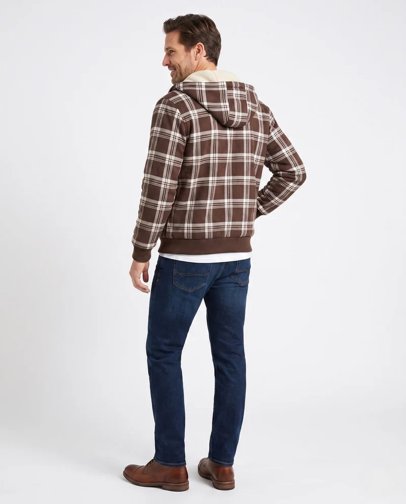 Männer Muster Fleecejacke mit Kapuze Nord Taschen