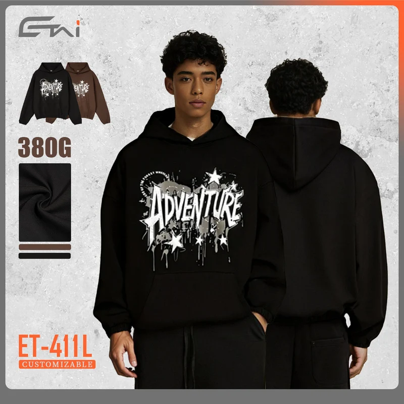 Unisex Oversized Kapuzenpullover mit großflächigem Grafikprint, Kängurutasche und elastischem Saum Nord Taschen