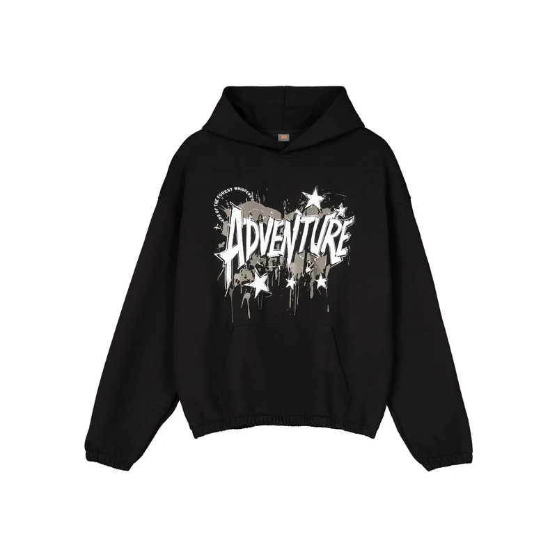 Unisex Oversized Kapuzenpullover mit großflächigem Grafikprint, Kängurutasche und elastischem Saum Nord Taschen