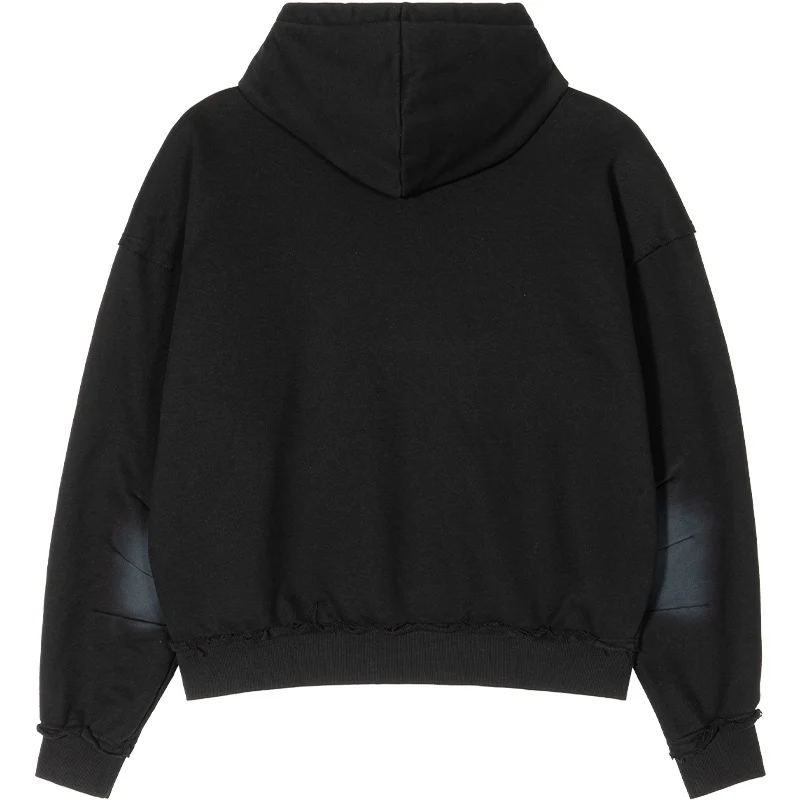 Unisex Oversized Kapuzenpullover mit ausgefranstem Saum, Kängurutasche und verwaschenem Bleicheffekt Nord Taschen
