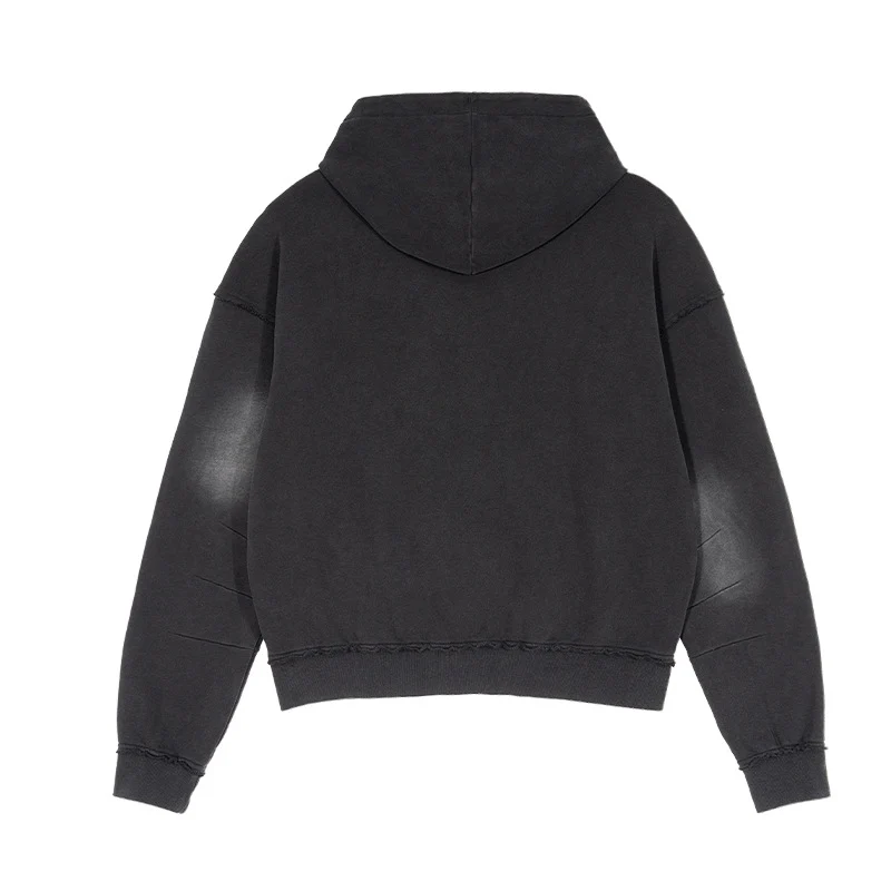 Unisex Oversized Kapuzenpullover mit ausgefranstem Saum, Kängurutasche und verwaschenem Bleicheffekt Nord Taschen