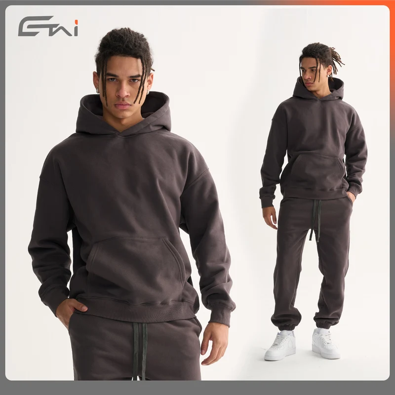 Unisex Oversize Baumwoll-Hoodie mit tiefer Schulterlinie und Kängurutasche Nord Taschen