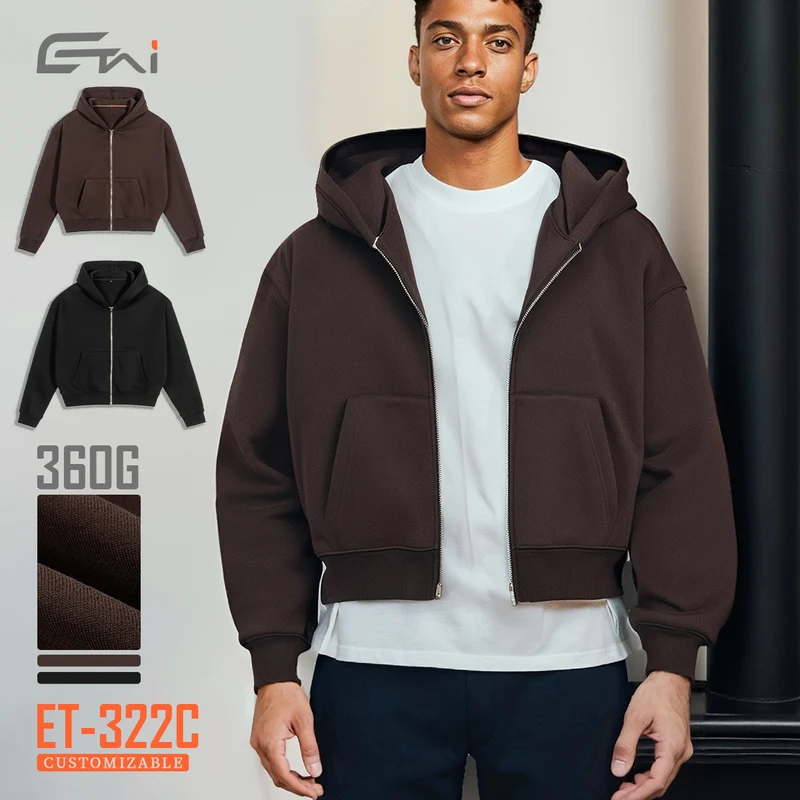 Unisex Kurz geschnittener Kapuzenpullover mit durchgehendem Reißverschluss Nord Taschen