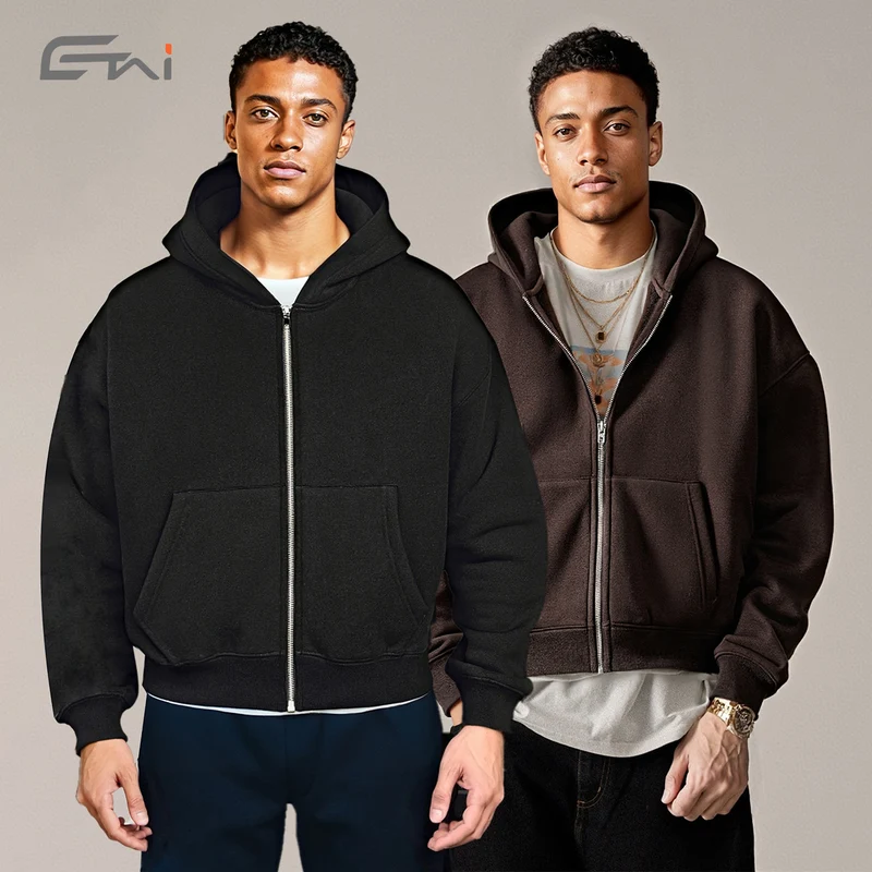 Unisex Kurz geschnittener Kapuzenpullover mit durchgehendem Reißverschluss Nord Taschen
