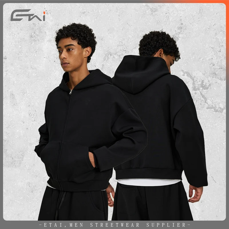 Unisex Boxy-Kapuzenjacke im Cropped-Schnitt mit elastischem Saum Nord Taschen