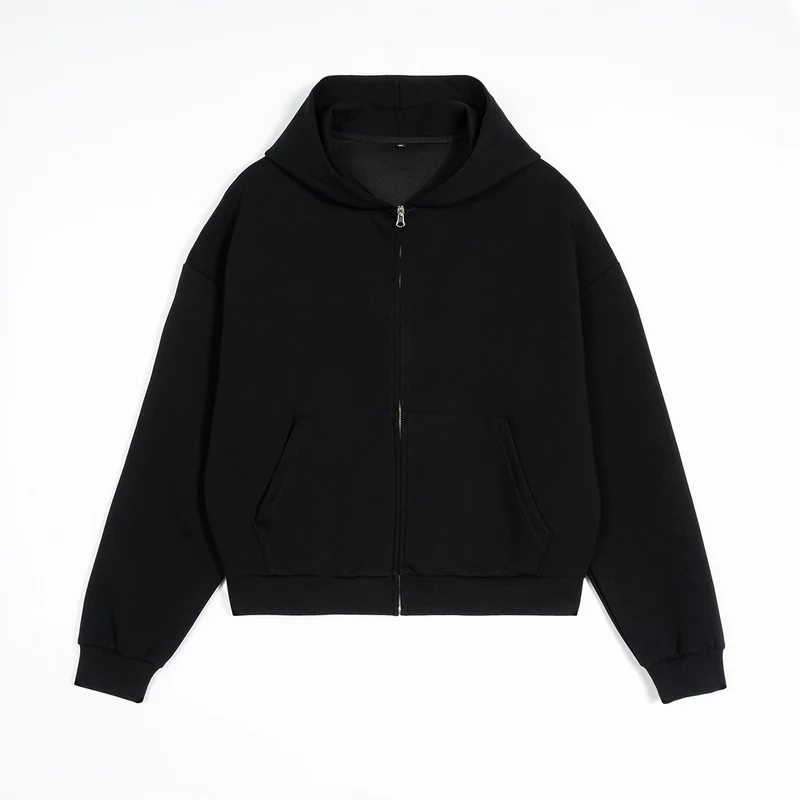 Unisex Boxy-Kapuzenjacke im Cropped-Schnitt mit elastischem Saum Nord Taschen