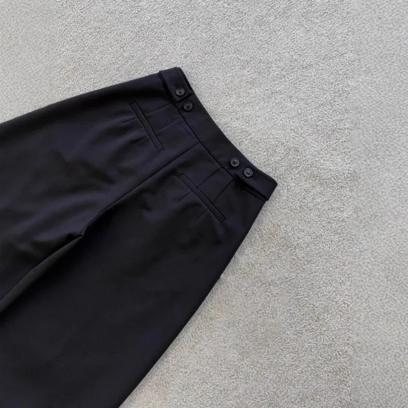Damen Elegante weite Stoffhose mit Falten Nord Taschen