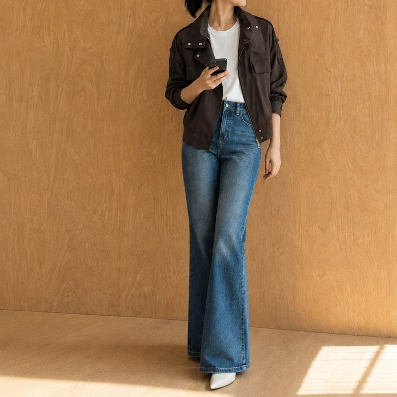 Damen elegante Utility-Jacke mit hohem Kragen Nord Taschen