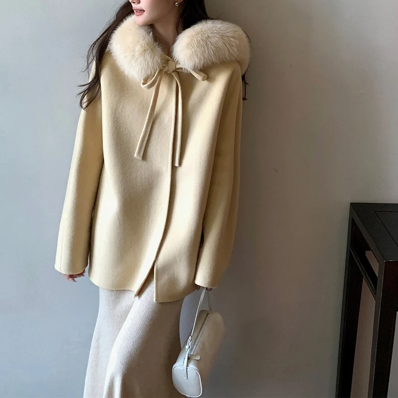 Damen Elegante und warme Übergangsjacke mit fellbesetztem Kragen Nord Taschen