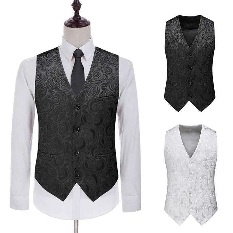 Herren Jacquardweste mit ornamentaler Struktur, spitz zulaufendem Saum und satinierter Rückseite Nord Taschen