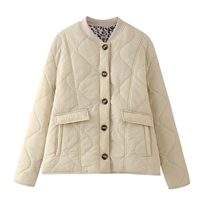 Damen 1700+ gestepptes Cropped‑Blousonjacke im Boxy‑Cut mit Rundhals, Knopfleiste und Pattentaschen Nord Taschen